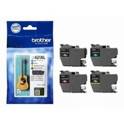 Pack 4 cartouches XL jet d'encre origine BROTHER MFCJ1010 LC421XLVAL