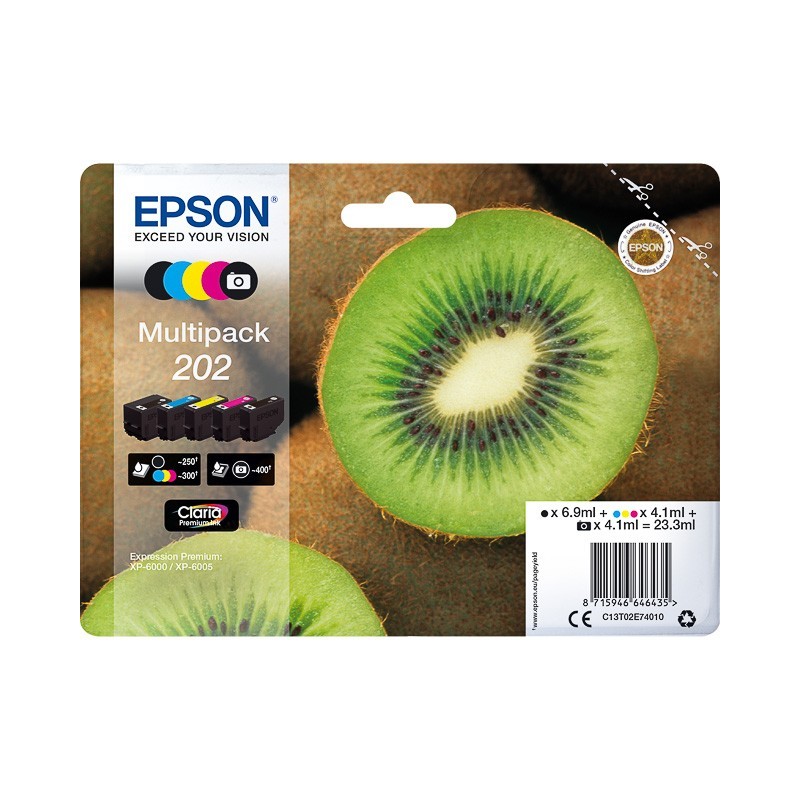 Pack 5 cartouches N°202 encre origine Epson Premium XP6100 T02E74010